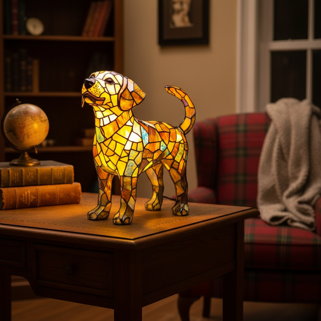 Artistic Labrador Figurine | Geometric Design with Warm Lighting | Unique Home Decor for Enchanting Spaces 2