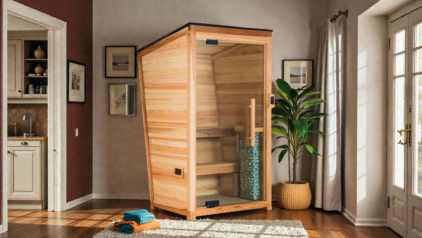 Cedar Sauna Mini | Compact Outdoor Sauna with Remote Scheduling | Ergonomic Design for Ultimate Comfort