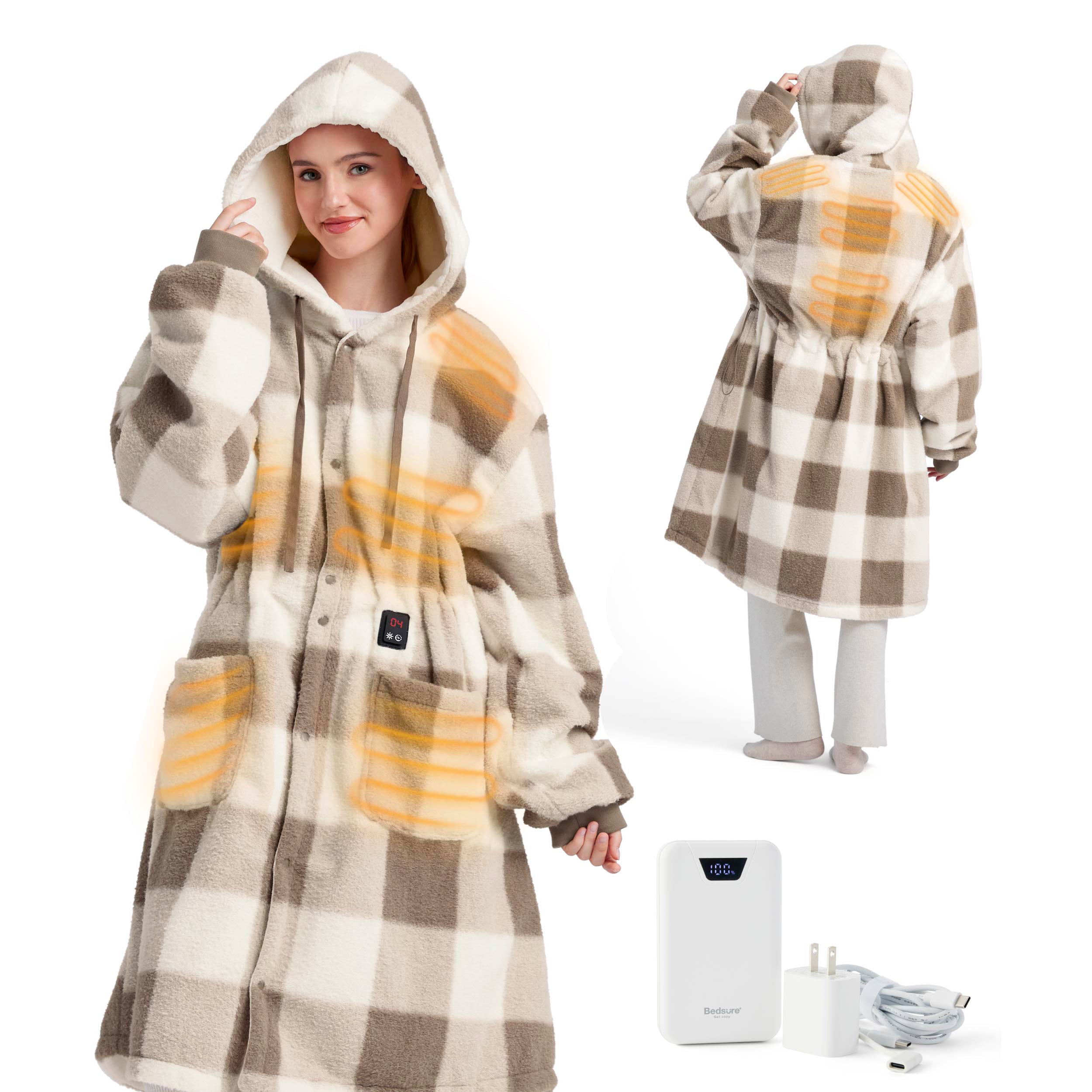 Cozy Comfort | Heated Blanket Hoodie with Dual Power Modes | Full Body Coverage for Ultimate Warmth 2
