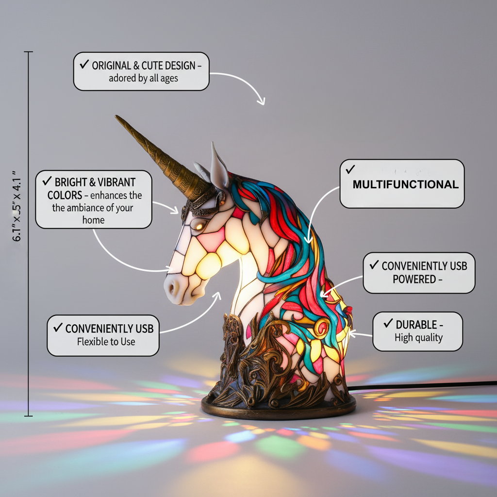 Enchanting Unicorn Night Light | USB Powered LED Lamp for Magical Decor 1
