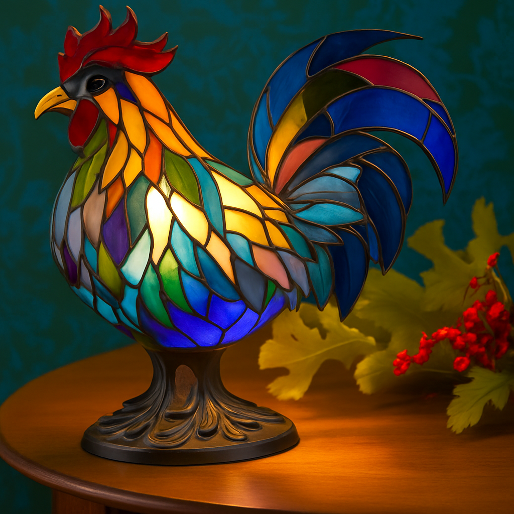 Ollie | Vibrant Rooster Lamp with Unique Design | Multifunctional Night Light for Home Decor 0