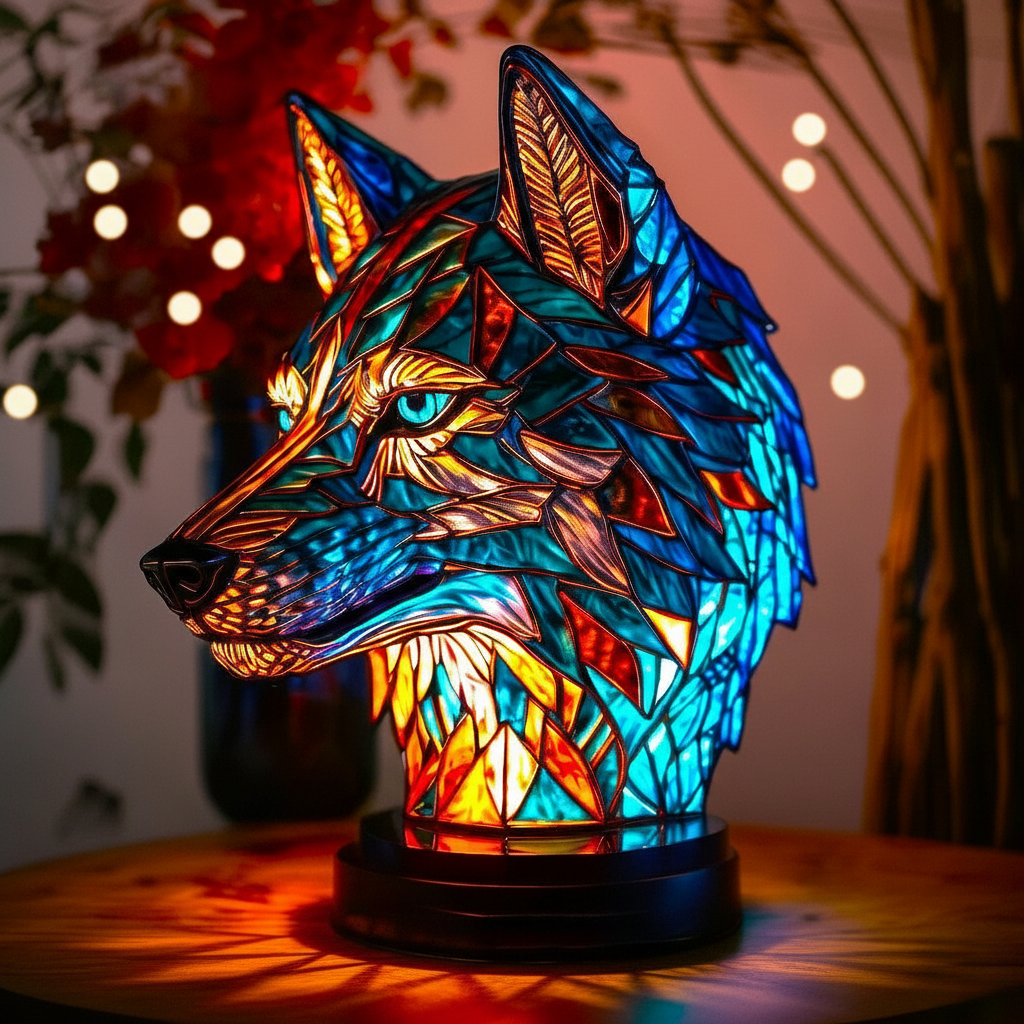 Wolf-Shaped Lamp | Unique Design with Vibrant Colors | Playful Home Decor for Captivating Atmosphere 0