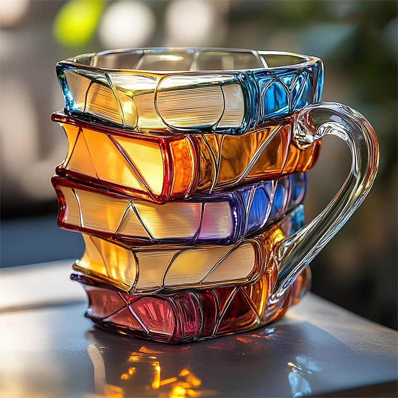 Artisan 3D Book Mug | Unique Handmade Glass Mug with Captivating Design | Perfect Gift for Book Lovers 0