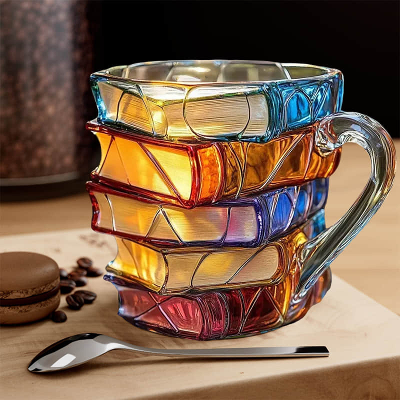 Artisan 3D Book Mug | Unique Handmade Glass Mug with Captivating Design | Perfect Gift for Book Lovers 1