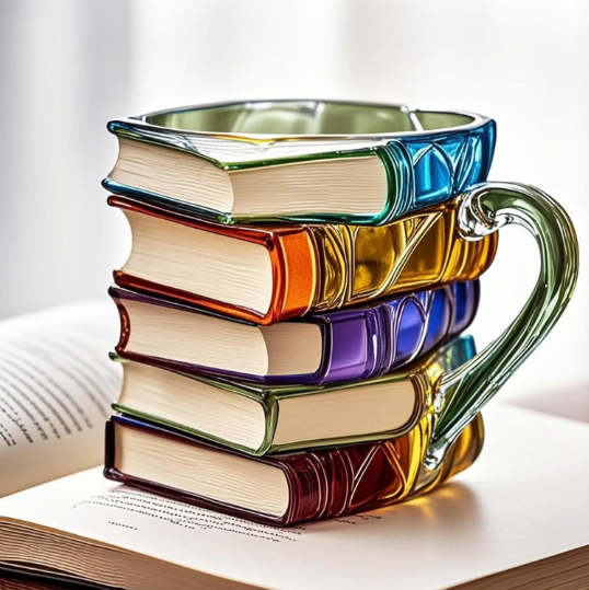 Artisan Aurora | 3D Book Mug with Handcrafted Design | Unique Glass Mug for Coffee Lovers 0