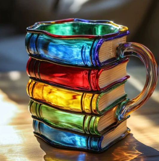Artisan Book-Themed Mug with Stunning 3D Design | Unique Handmade Glassware for Book Lovers 0