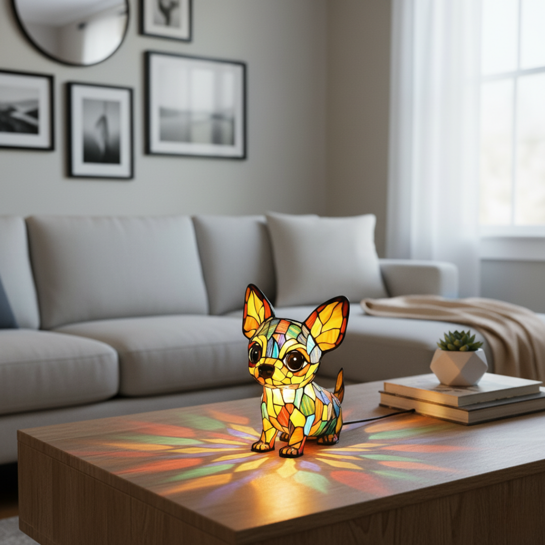 Artistic Chihuahua Pendant | Handcrafted Resin Figurine for Home Decor with Geometric Design | Unique Accent for Whimsical Living Spaces 1
