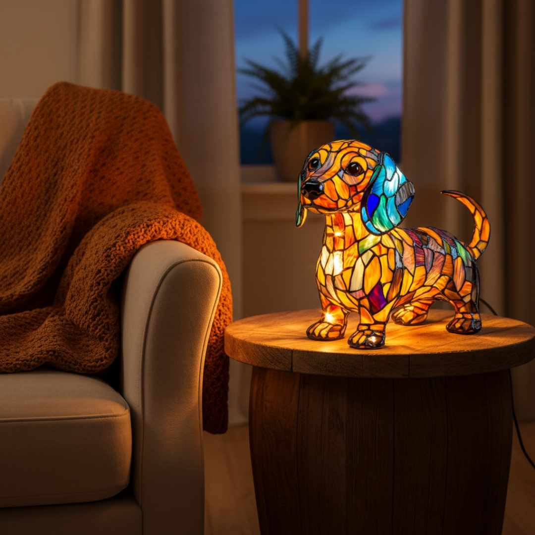 Artistic Dog Figurine | Dachshund Statue with Geometric Design | Unique Home Decor for Timeless Charm 1