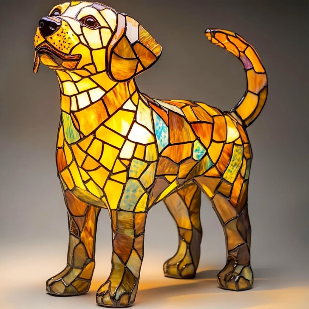 Artistic Labrador Figurine | Geometric Design with Warm Lighting | Unique Home Decor for Enchanting Spaces 0