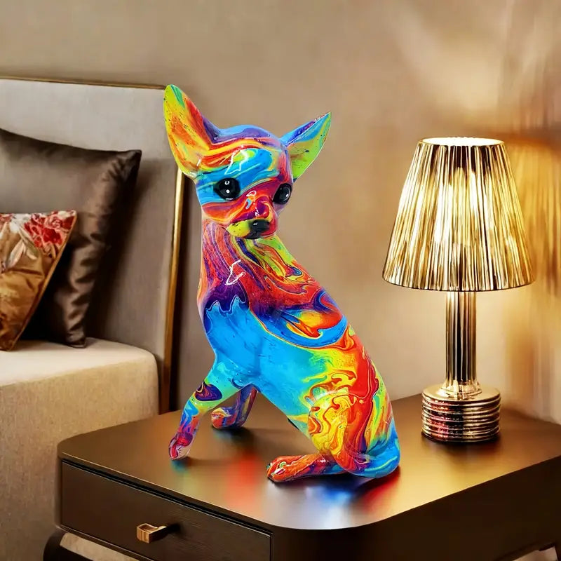 Charming Decor | Colorful Resin Table Lamp with Unique Chihuahua Design | Fun Lighting for Dog Lovers 0
