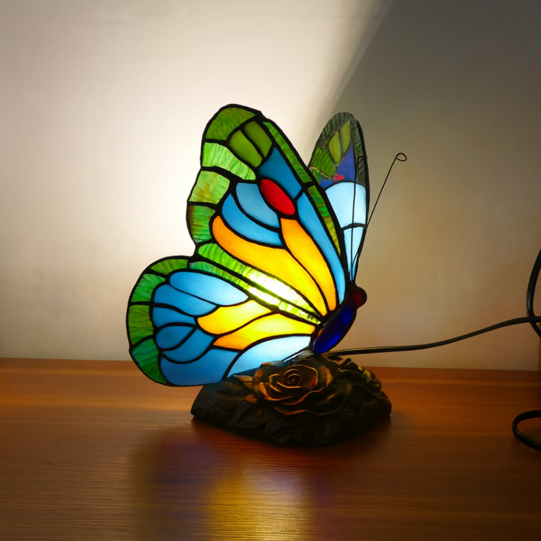 Elegant Blue Butterfly Lamp with Sculpted Design | Ambient Lighting for Home Decor 0