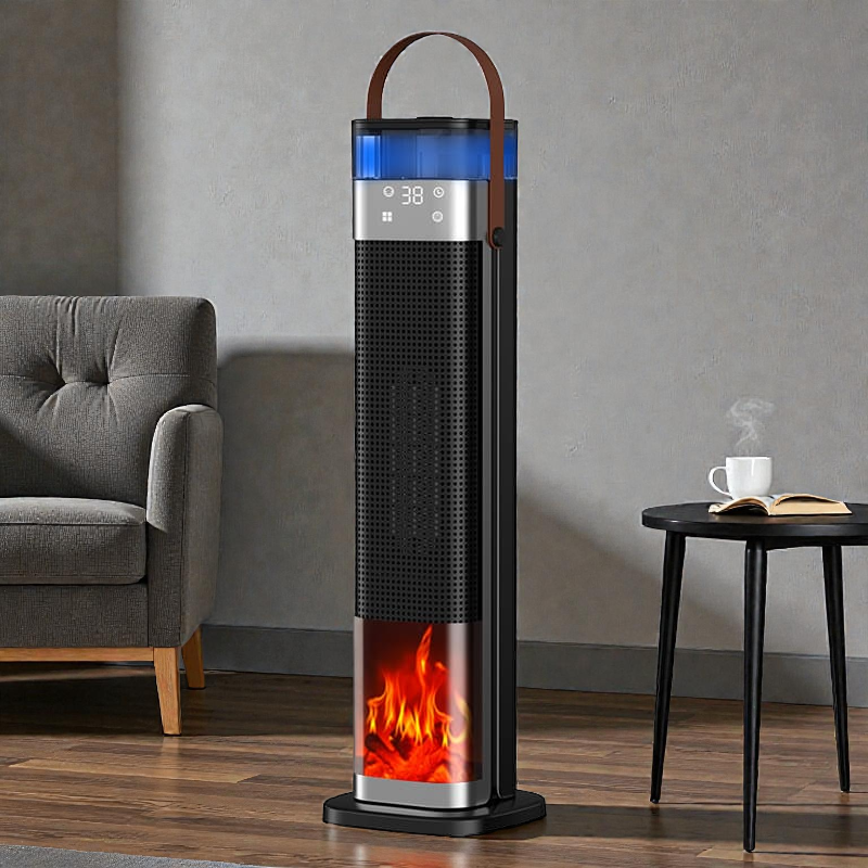 Portable Ceramic Space Heater with 3D Flame Effects & Humidifier for Cozy Comfort